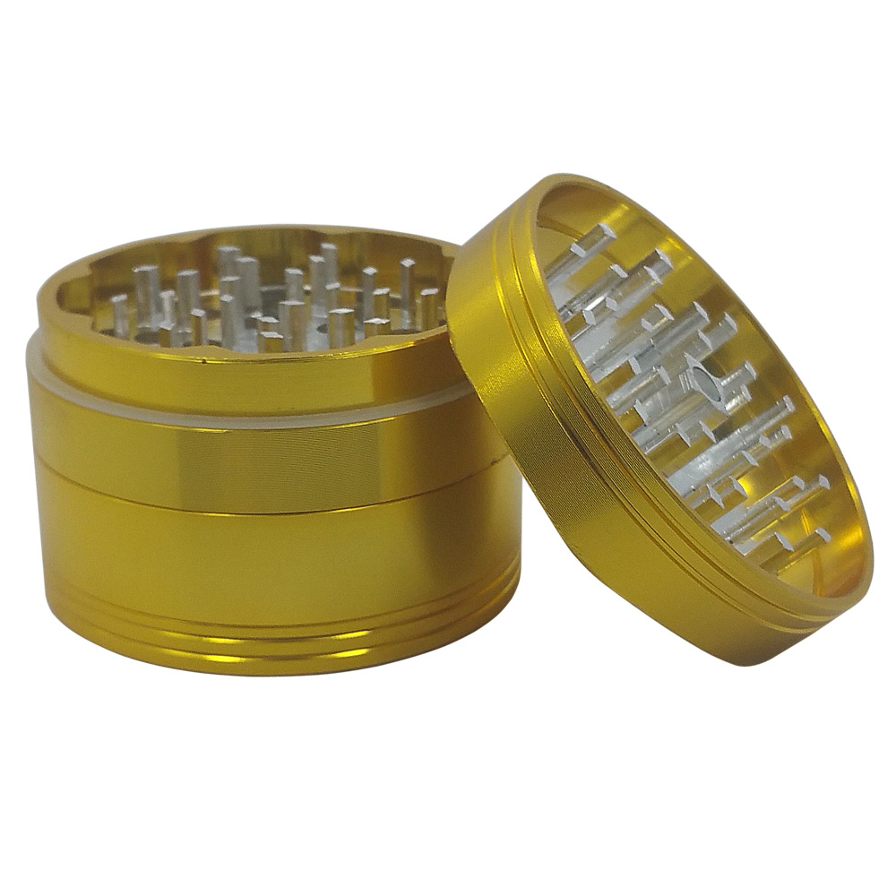 gold_4_piece_kitchen_grinders 4-piece metal hex grinder gold example for herb
